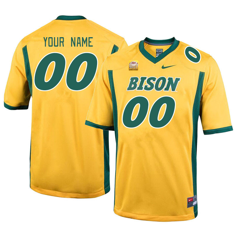 Custom North Dakota State Bison Name And Number College Football Jerseys Stitched-Gold - Click Image to Close